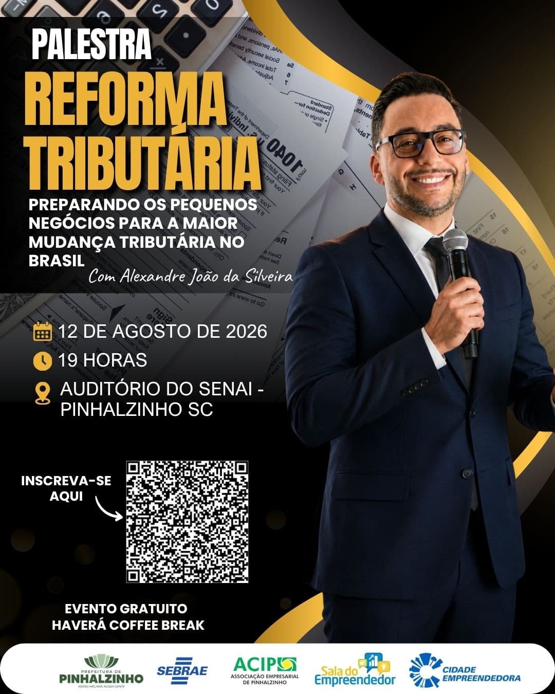 Reforma Tributária será tema de palestra gratuita para empresários em Pinhalzinho