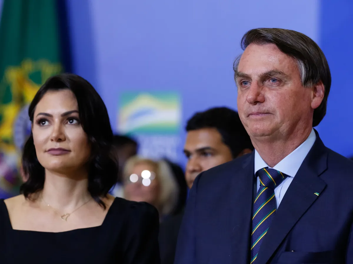 Michelle e Jair Bolsonaro durante o mandato do ex-presidente (Foto por Carolina Antunes/PR)