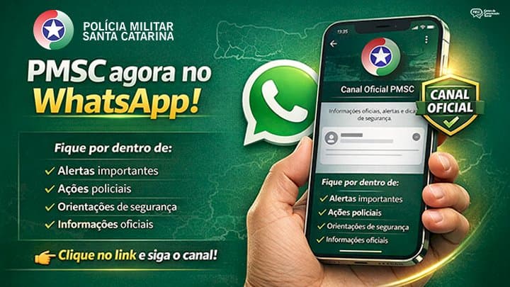 PMSC lança canal oficial no WhatsApp para divulgar notícias e serviços (Foto por PMSC)