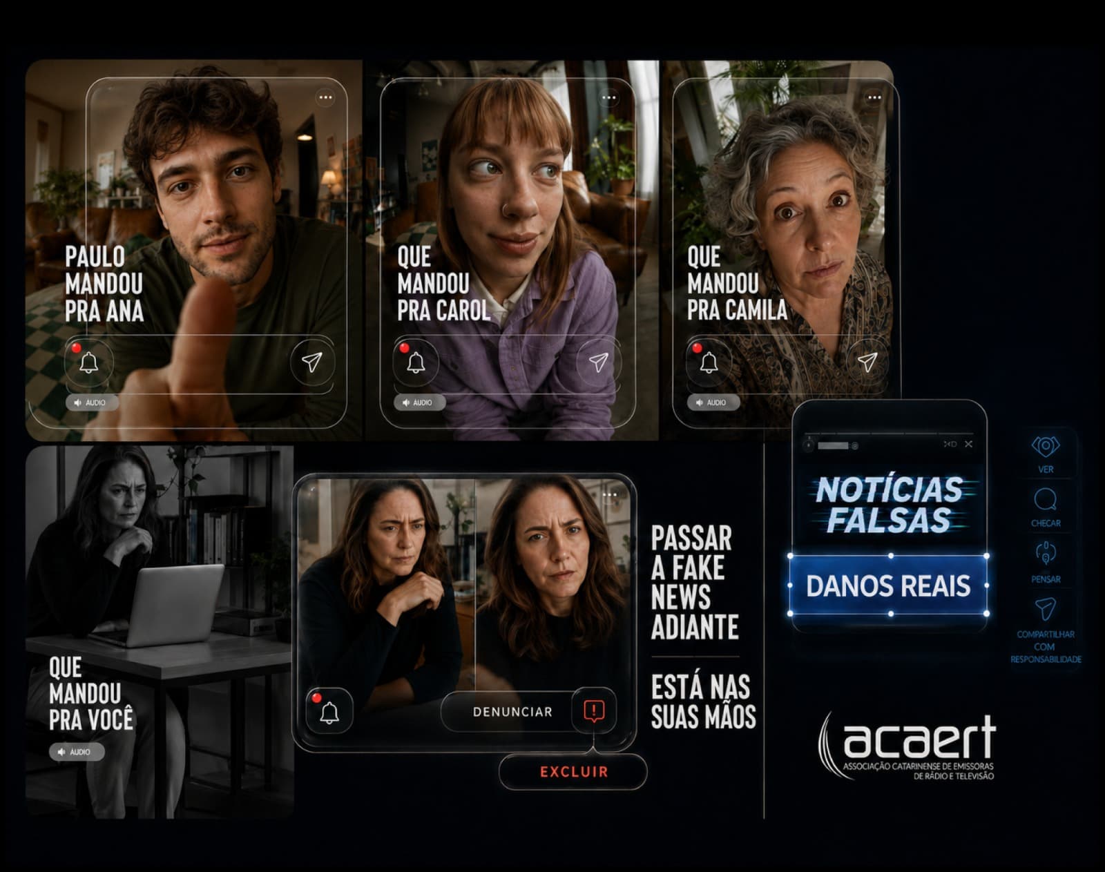 Campanha da ACAERT alerta para os impactos das notícias falsas (Foto por ACAERT)
