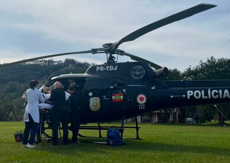 Moradora de 38 anos é transferida às pressas de helicóptero em União do Oeste