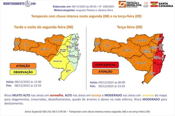 Suspensão acompanha os alertas para áreas laranja e vermelha, que apresentam alto e muito alto risco de alagamentos, enxurradas e outros danos provocados pelo mau tempo. (por Divulgação)