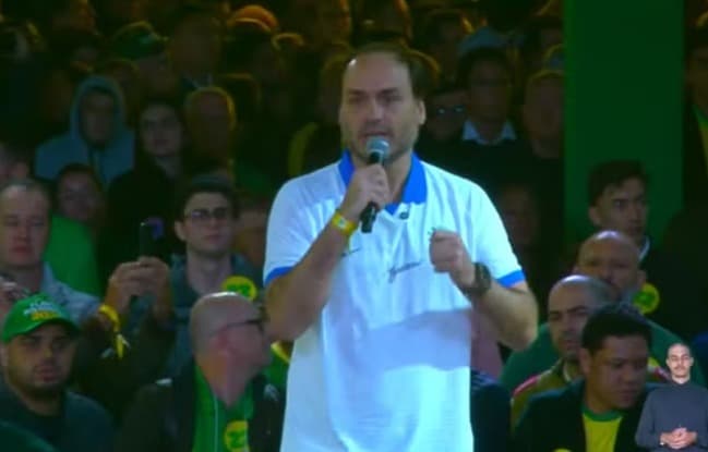 Filho do ex-presidente Jair Bolsonaro foi lançado pelo PL em Florianópolis para disputar vaga ao Senado por Santa Catarina (Foto por Divulgação)