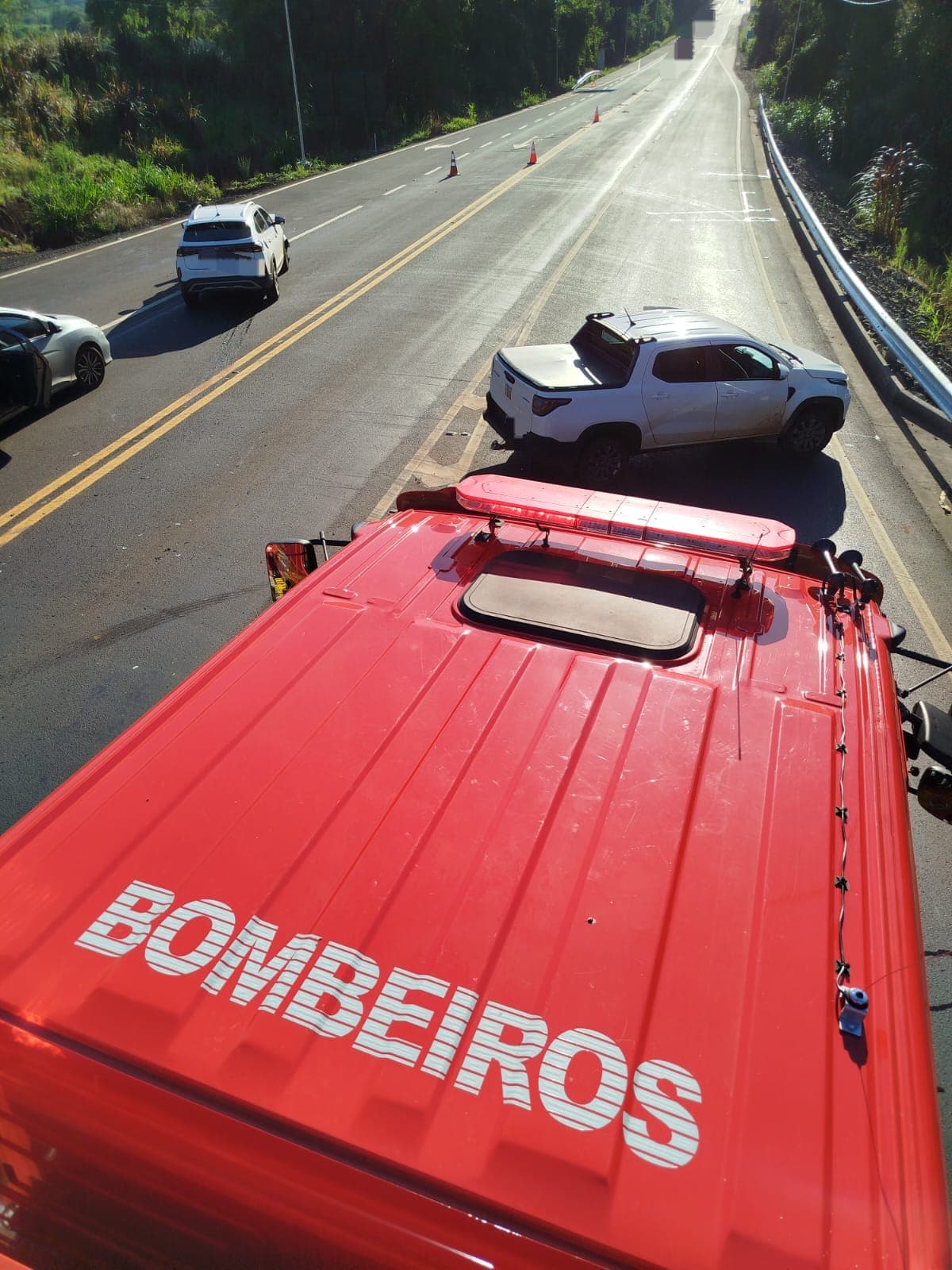 Acidente ocorreu no elevado que liga a BR-282 com a BR-158 (Foto por Divulgação CBM)