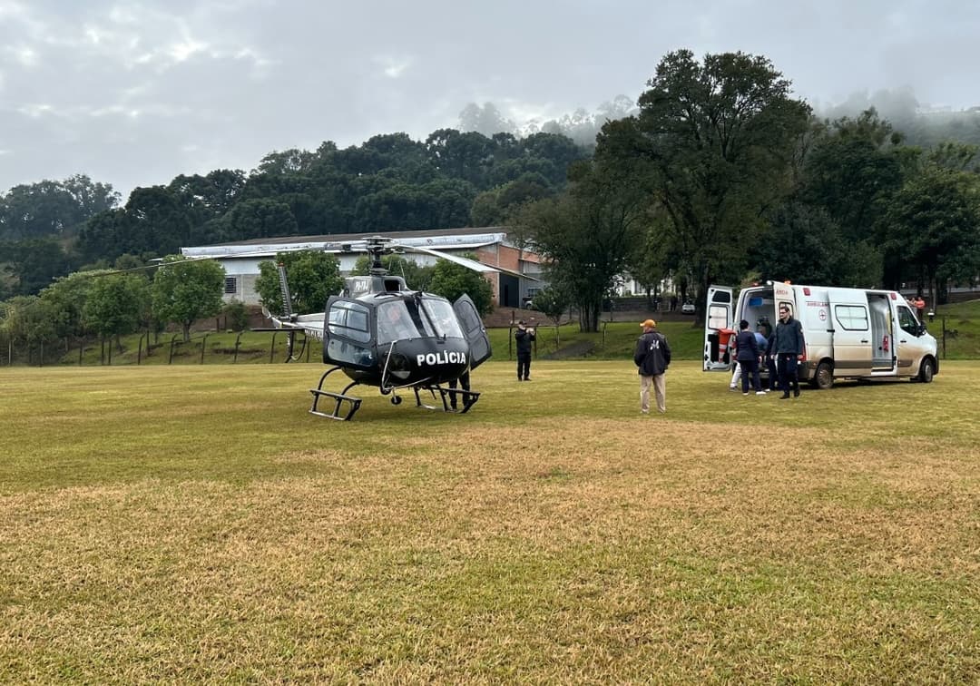 Moradora é transferida de helicóptero em Jardinópolis