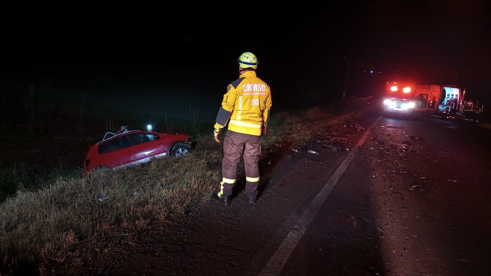 Acidente grave no Oeste catarinense (Foto por Corpo de Bombeiros)