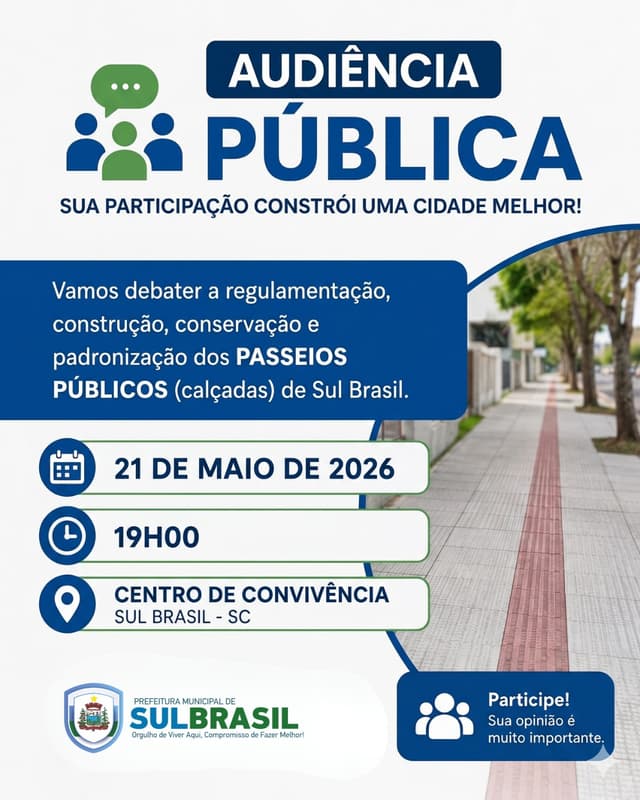 Sul Brasil promove audiência pública para discutir acessibilidade e padronização de calçadas