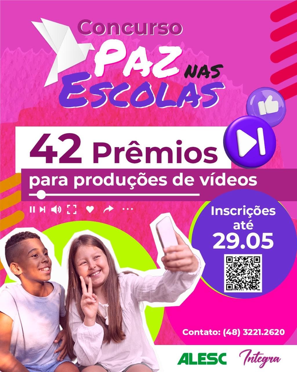Concurso Paz nas Escolas incentiva estudantes a criarem vídeos sobre respeito e convivência no ambiente escolar (Foto por Agência Alesc)