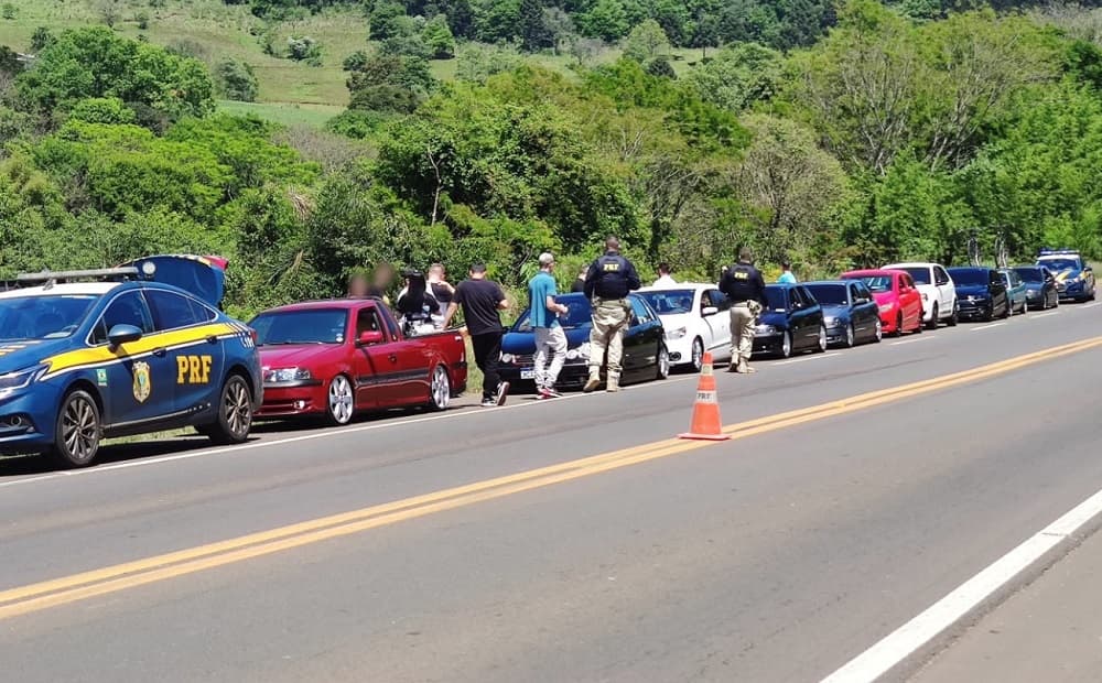 Comboio flagrado na BR-282 (Foto: PRF)