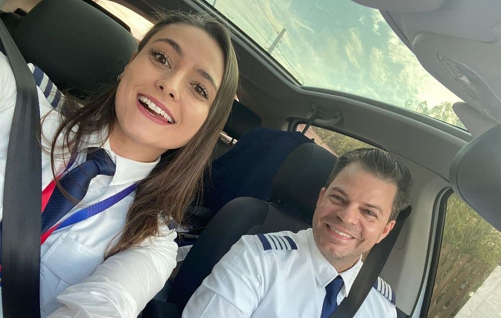 Comandante Eric de Medeiros Viana e copiloto Rafaela Loss Garcia (Foto: Divulgação)