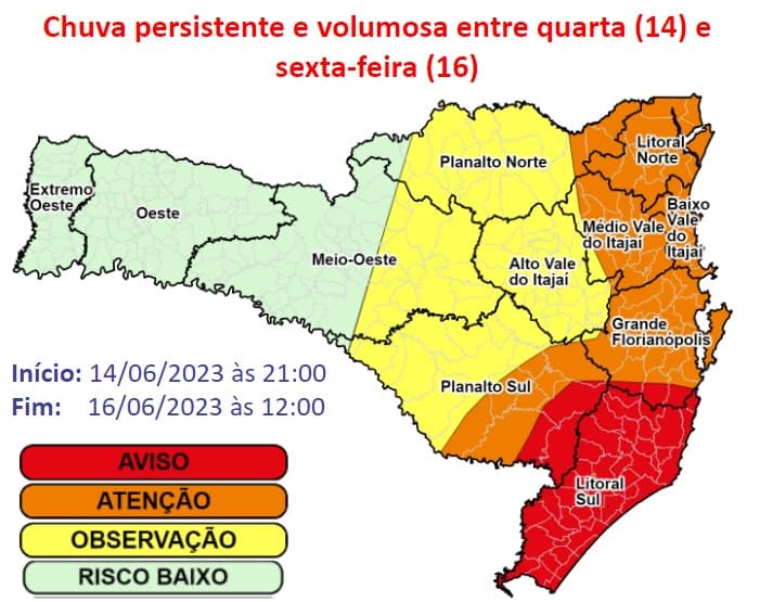 Defesa Cicil faz alerta sobre chuva volumosa em algumas regiões do Estado (Foto: Divulgação )