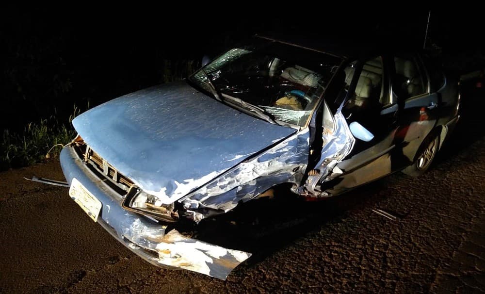No carro estava apenas o motorista (Foto: Polícia Militar Rodoviária)