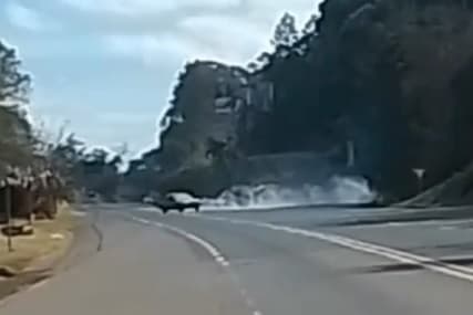 Manobra arriscada em Francisco Beltrão (Foto: Divulgação)