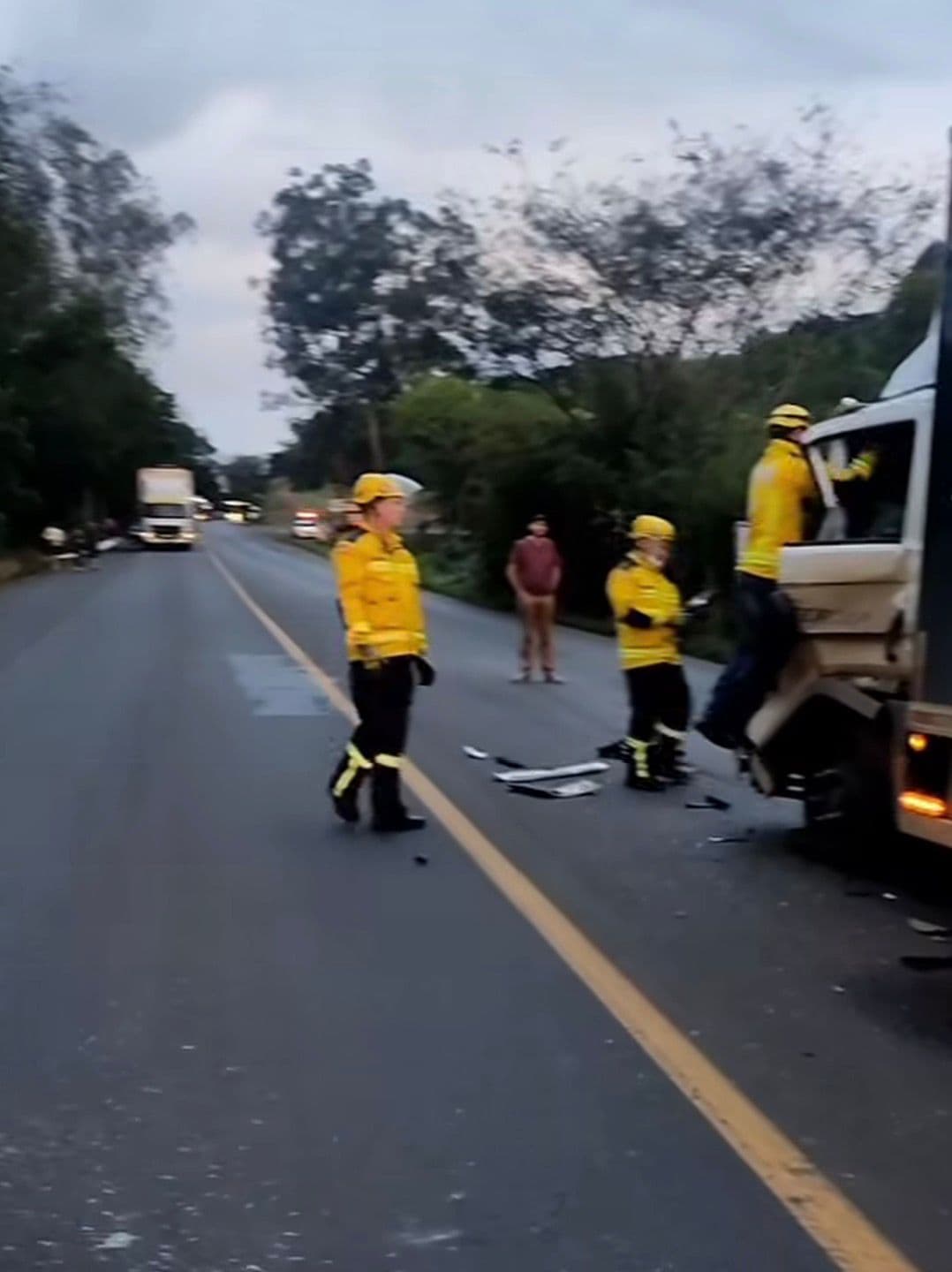 Bombeiros durante salvamento(Foto: Divulgação)