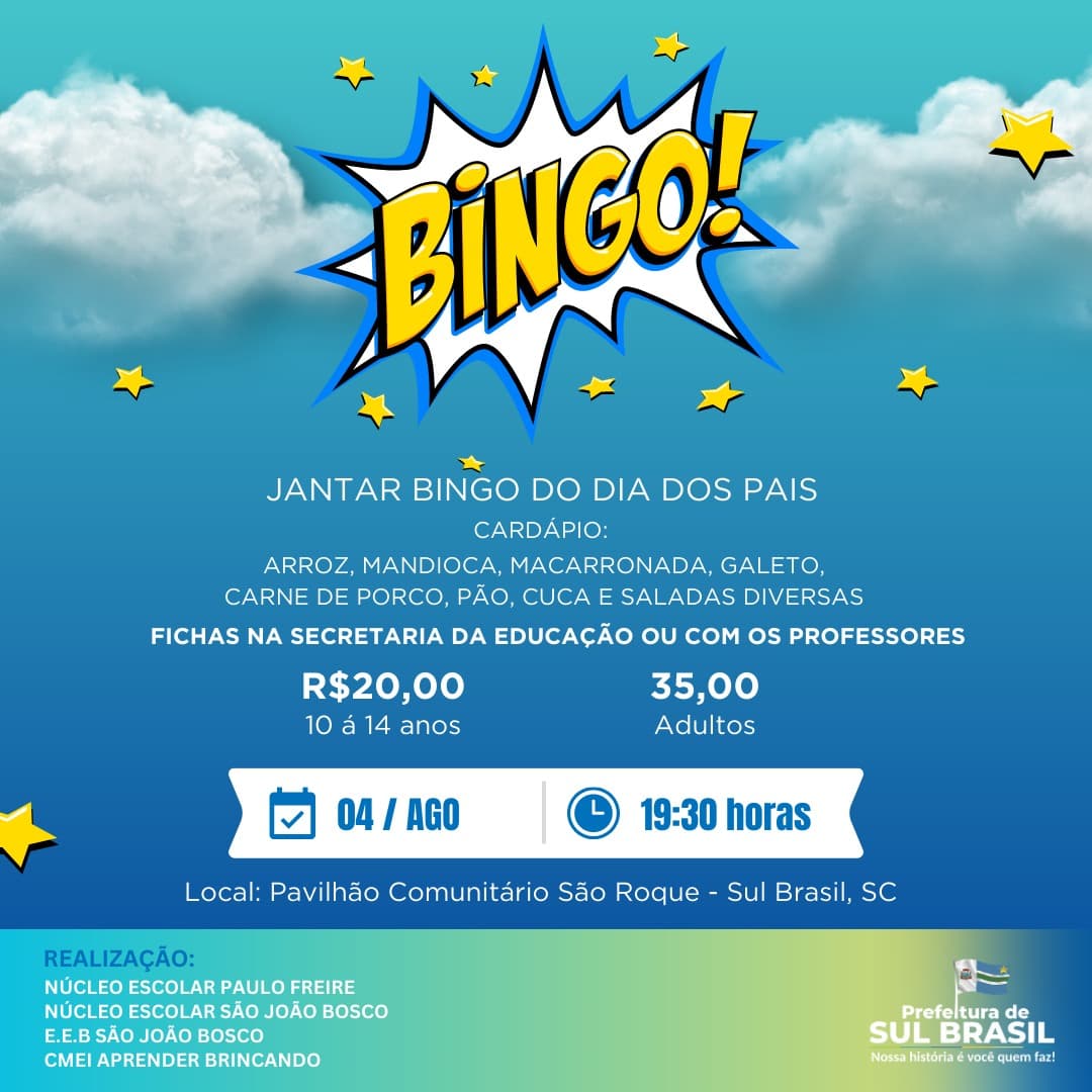 Jantar Bingo será realizado em Sul Brasil (Foto: Divulgação)