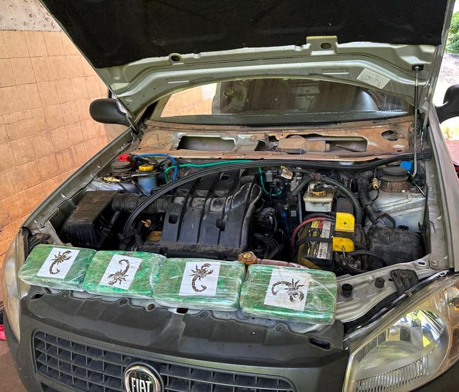 Droga é encontrada em picape clonada na BR-282 (Foto: PRF)