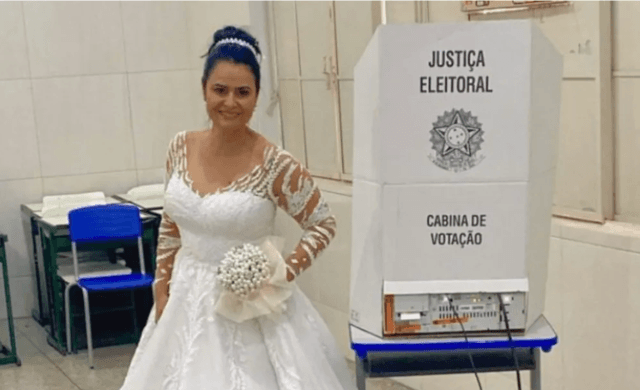 Empresária estava de vestido e com buquê (Foto: Arquivo pessoal)