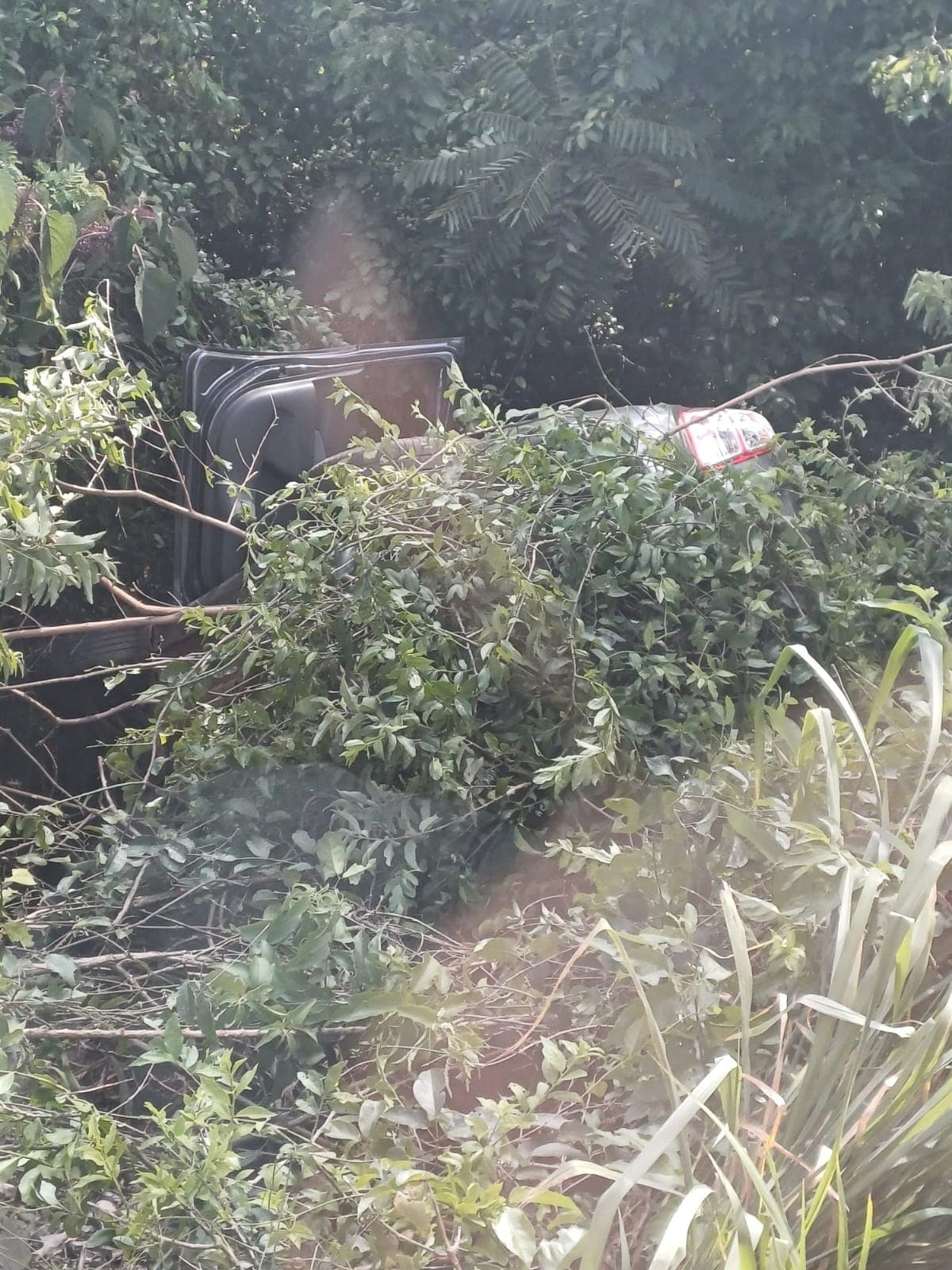 Carro saiu da pista após batida com caminhão (Foto por Divulgação CBM)