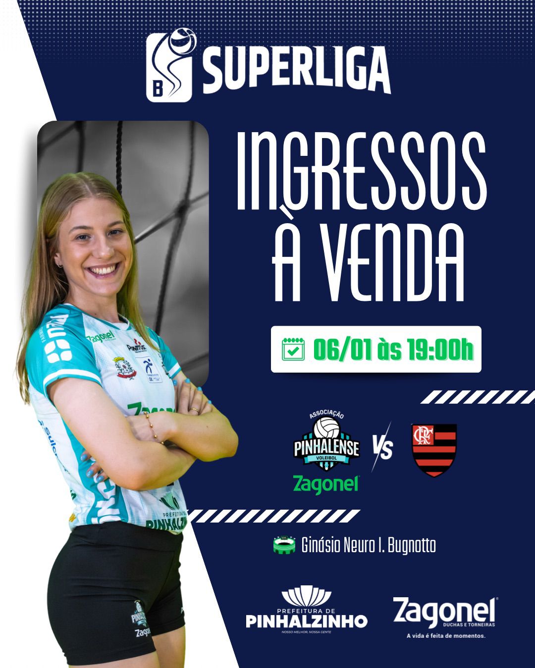 Superliga B Feminina retoma jogos e Pinhalense/Zagonel enfrenta o Flamengo em casa