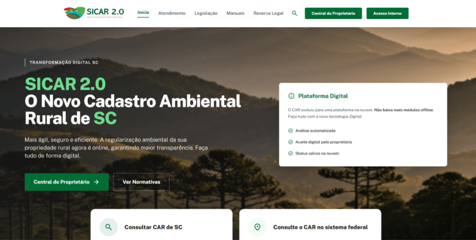 Santa Catarina moderniza Cadastro Ambiental Rural com sistema 100% digital