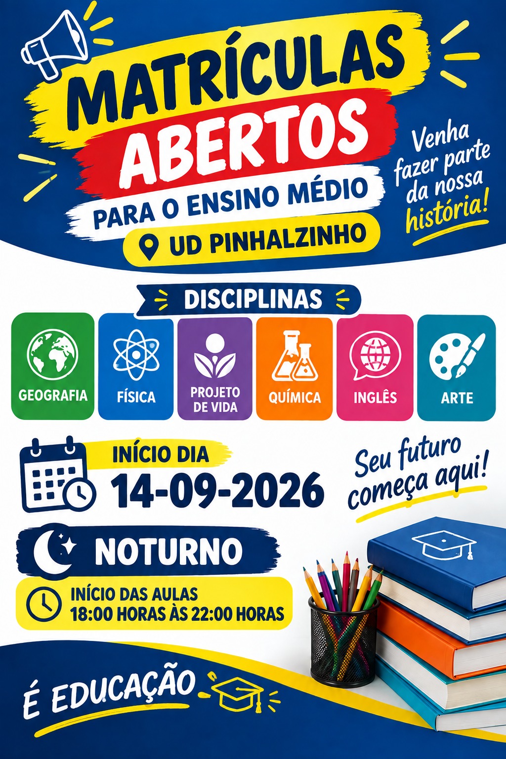 EJA abre matrículas para nova turma do Ensino Médio na UD Pinhalzinho
