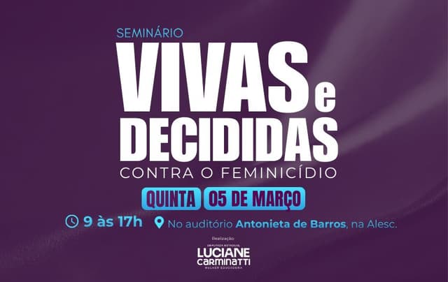 Alesc sediará mobilização inédita contra feminicídios em Santa Catarina