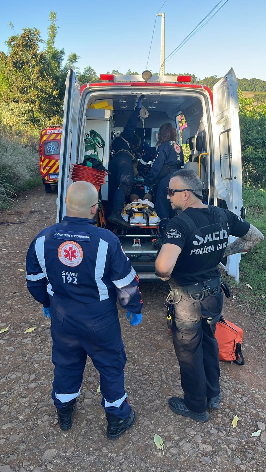 A ocorrência foi atendida pelo aeronave da Polícia Civile da equipe médica do SAMU/Aeromédic (Foto por Saer/Fron)