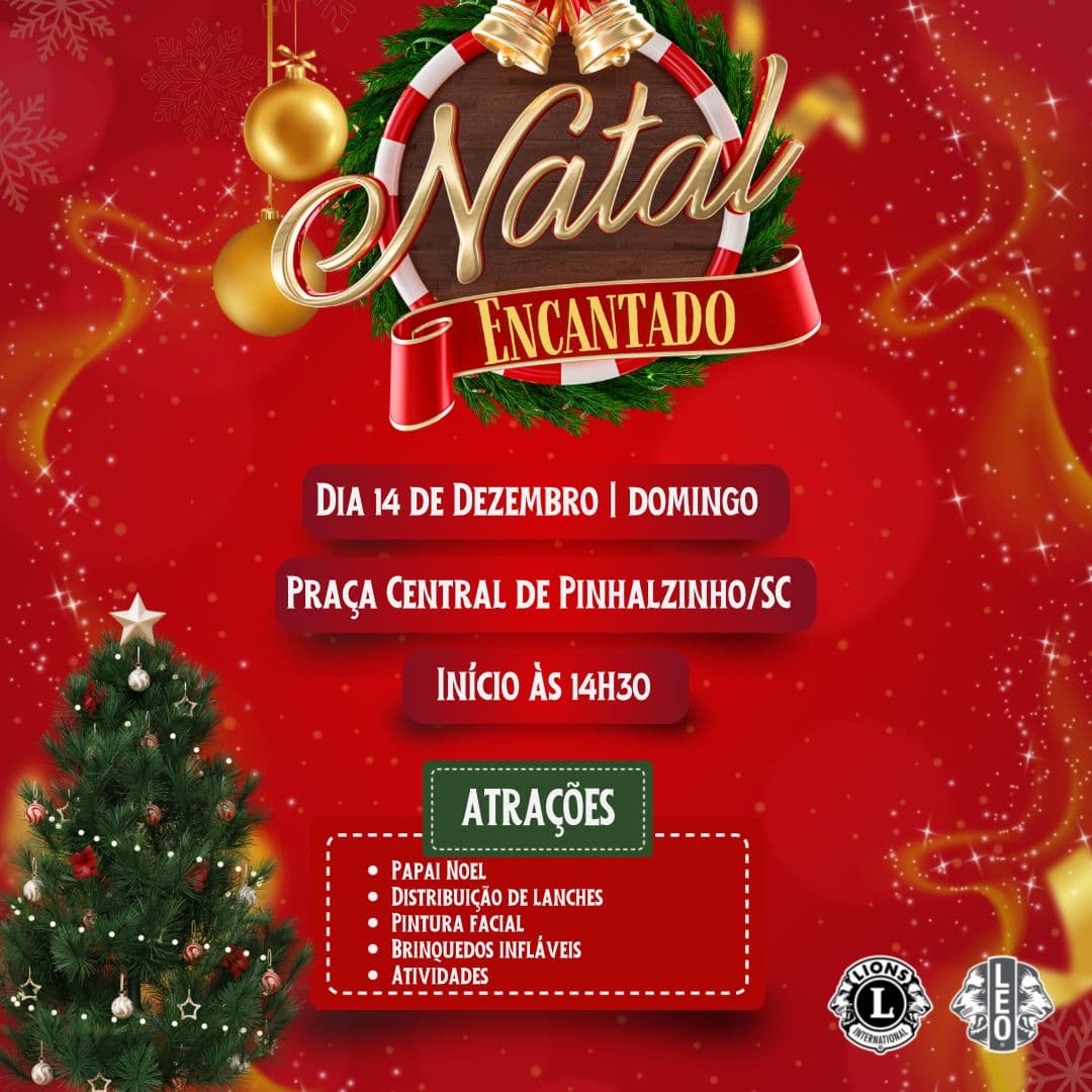 LEO Clube promove Natal Encantado na Praça Central de Pinhalzinho